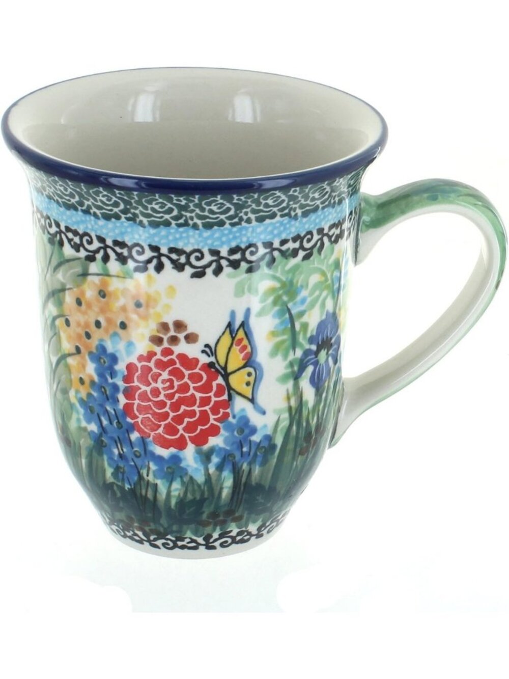 Large Green Coffee Mug - 14 oz Oversized Polish Pottery - Perfect for Coffee